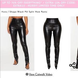 Black Faux leather split hem